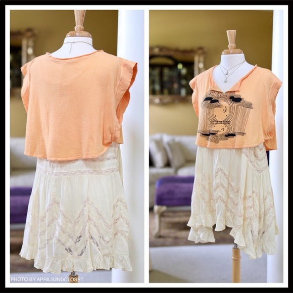 FREE PEOPLE GRAPHIC TEE CROPPED T-SHIRT CROP TOP - Picture 3 of 6